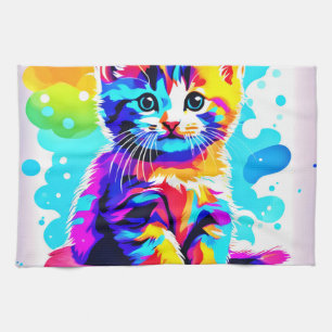 Kleurrijke Kat Splash Theedoek