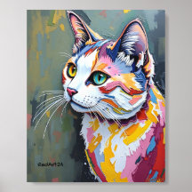Kleurrijke katportret