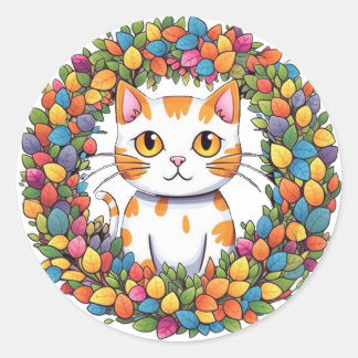 Kleurrijke katstickers ronde sticker