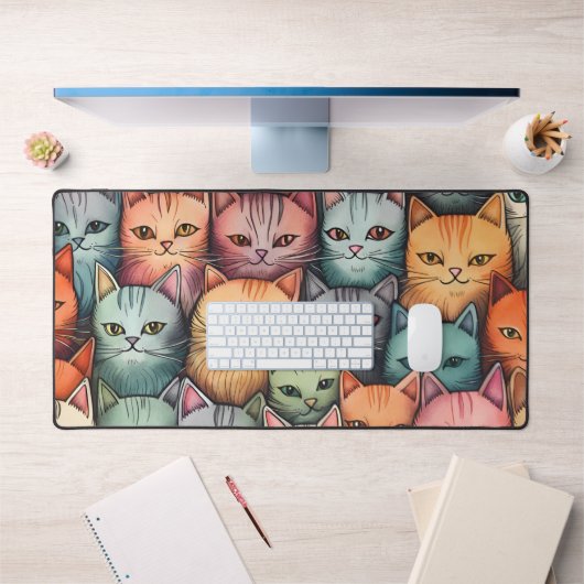 Kleurrijke katten grillige doedel bureaumat (Kantoor 1)