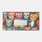 Kleurrijke katten grillige doedel bureaumat (Keyboard & Muis)