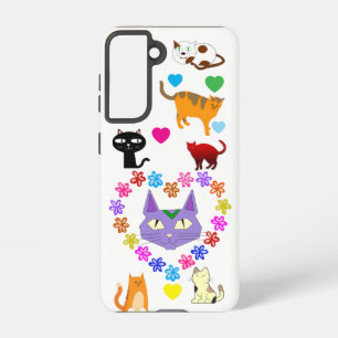 Kleurrijke Katten & Hartjes Samsung Galaxy Hoesje