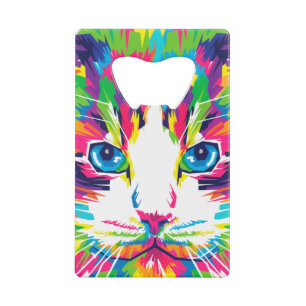 Kleurrijke katten kunst esthetische kat Afbeelding Kredietkaart Flessenopener
