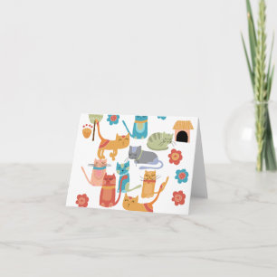 Kleurrijke katten printcadeaus voor kattenbroodjes kaart