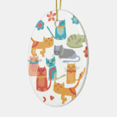 Kleurrijke katten printcadeaus voor kattenbroodjes keramisch ornament (Links)