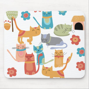 Kleurrijke katten printcadeaus voor kattenbroodjes muismat