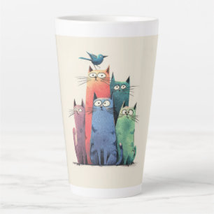 Kleurrijke katten stapel – Schattige kattenkunst v Latte Mok