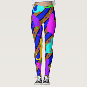 Kleurrijke Katten strepen en polkadots Dierlijke k Leggings