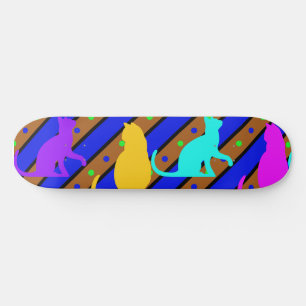 Kleurrijke Katten strepen en polkadots Dierlijke k Skateboard