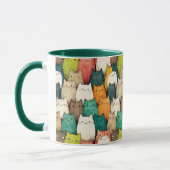 Kleurrijke katten | Verticale Cartoon Art Mok (Links)