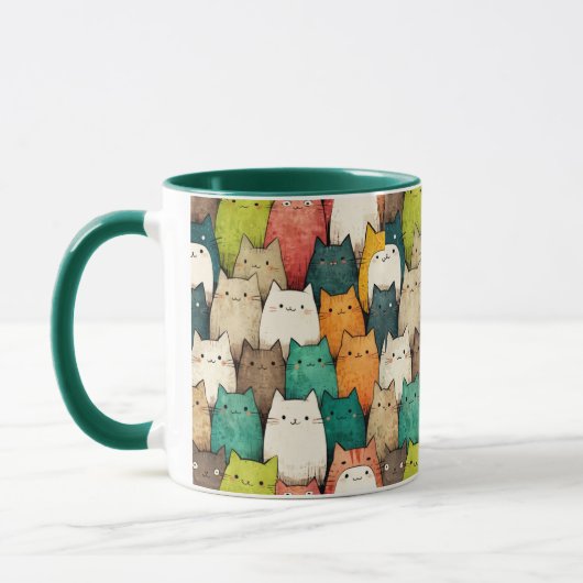 Kleurrijke katten | Verticale Cartoon Art Mok (Links)
