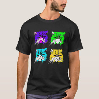 Kleurrijke Katten Vier Kattenhoofden Pop T-shirt