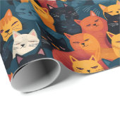 Kleurrijke katten vol slapen cadeaupapier (Rol Hoek)