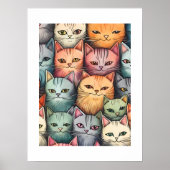 Kleurrijke Katten Whimsical Doodle unframed Poster (Voorkant)
