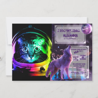 Kleurrijke kattenastronaut kaart