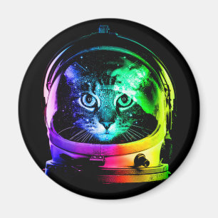 Kleurrijke kattenastronaut magneet