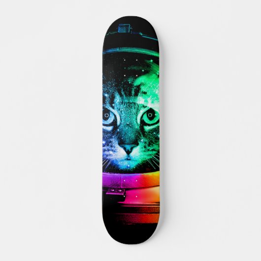 Kleurrijke kattenastronaut skateboard (Voorkant)