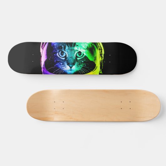 Kleurrijke kattenastronaut skateboard (Horizontaal)