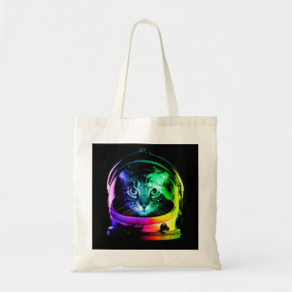 Kleurrijke kattenastronaut tote bag