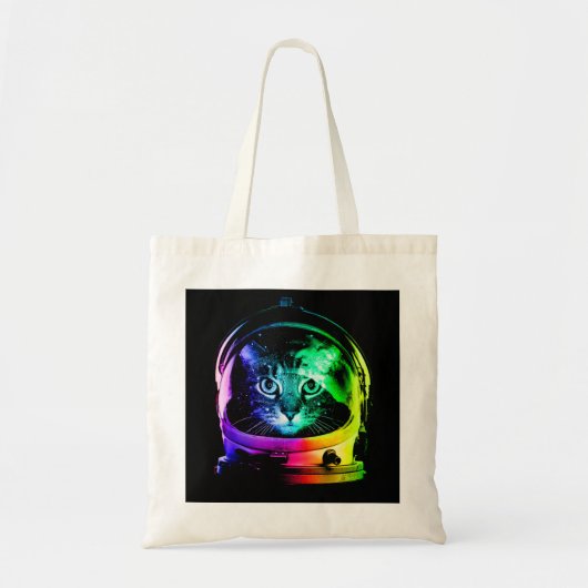 Kleurrijke kattenastronaut tote bag (Voorkant)