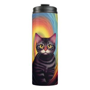 Kleurrijke kattenkunst cadeau voor kat mama thermosbeker