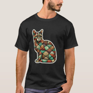 Kleurrijke Kattenliefhebber Cute Geometrie Mozaïek T-shirt