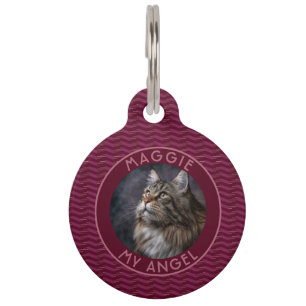 Kleurrijke kattenmoeder cadeau herringbone huisdierpenning