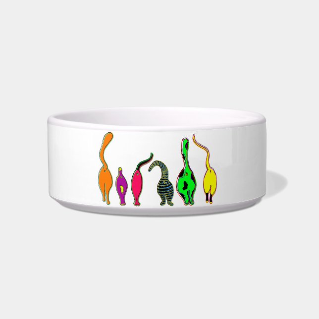 Kleurrijke kattenpeuken voerbakje (Voorkant)