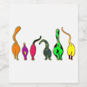 Kleurrijke kattenpeuken wijn etiket (Enkel label)