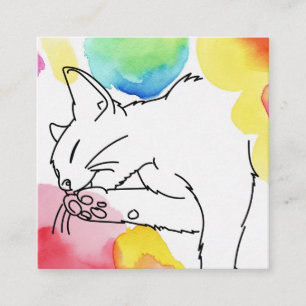 Kleurrijke Kattenschets Vierkante Visitekaartje