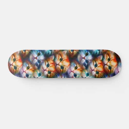 Kleurrijke kattenstaafillustratie Kat-klepjes Skateboard (Horizontaal)