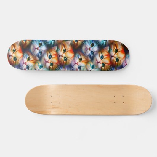 Kleurrijke kattenstaafillustratie Kat-klepjes Skateboard (Horizontaal)