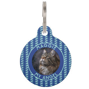 Kleurrijke Kattenvader Cadeau Chevron Motief Huisdierpenning