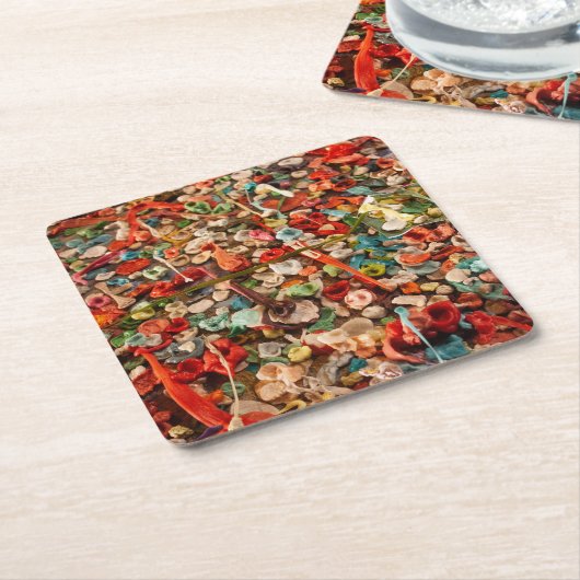 Kleurrijke kauwgom vierkante kartonnen onderzetter (Schuin)