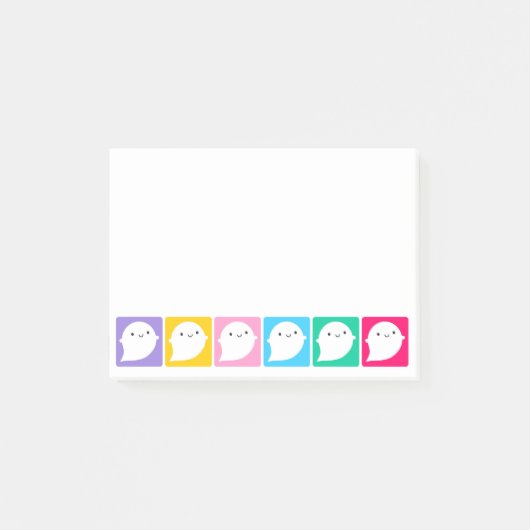 Kleurrijke Kawaii Little Ghosts Post-it® Notes (Voorkant)