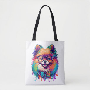 Kleurrijke Kawaii Pomeranian Hipster Draagtas