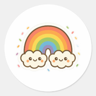 Kleurrijke Kawaii Rainbow Pride Ronde Sticker