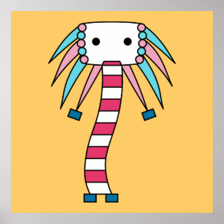 Kleurrijke kawaii schattige cartoon karakter poste poster