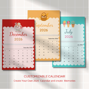 Kleurrijke Kawaii Seizoenen Elke Maand Kalender