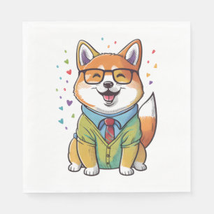 Kleurrijke Kawaii Shiba Inu Hipster 1 Servet