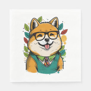 Kleurrijke Kawaii Shiba Inu Hipster Servet