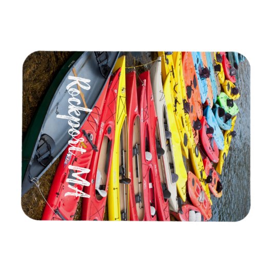 kleurrijke Kayaks, Rockport MA Magneet (Horizontaal)