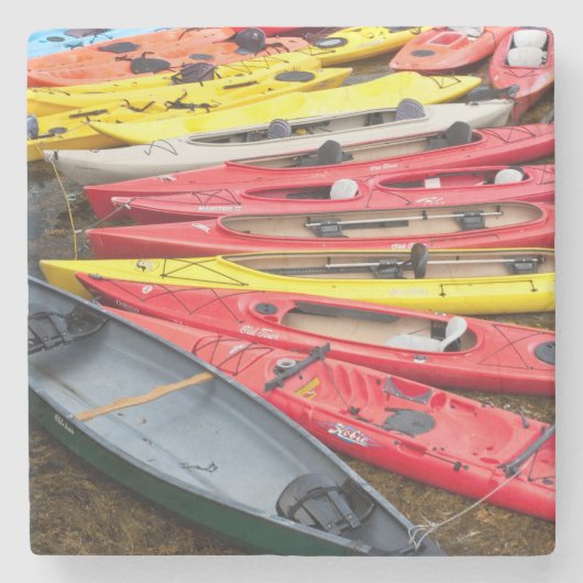 kleurrijke Kayaks Stenen Onderzetter (Voorkant)