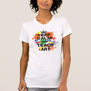 Kleurrijke Keep Calm & Teach Art T-shirt