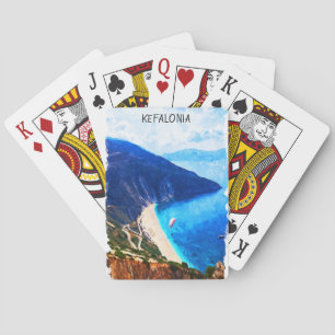 Kleurrijke Kefalonia Griekenland artwork Pokerkaarten