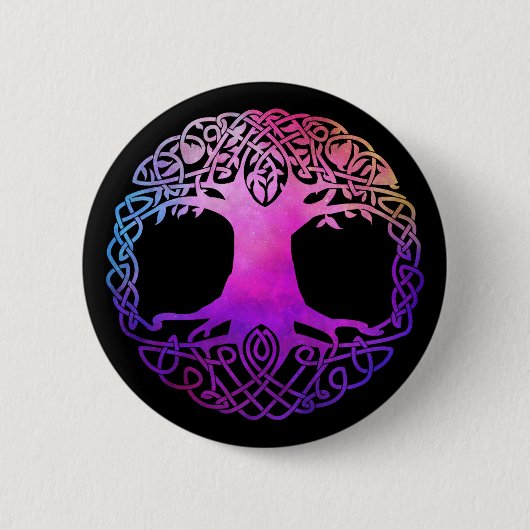 Kleurrijke Keltische levensboom Ronde Button 5,7 Cm (Voorkant)