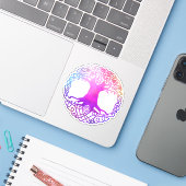 Kleurrijke Keltische Levensboom Sticker (Laptop met iPhone)