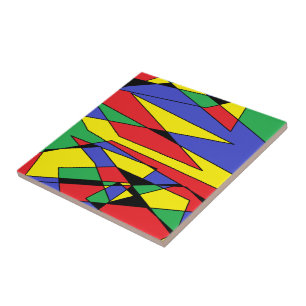 Kleurrijke Keramische Tegel Abstract Tegeltje