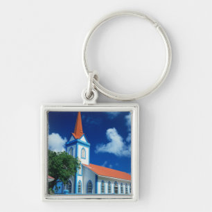 Kleurrijke kerk op het eiland Tahaa in de Sleutelhanger