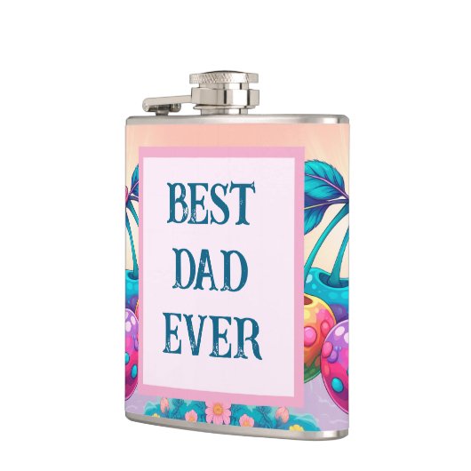 Kleurrijke kers met beste vader ooit heupfles (Links)